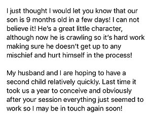Testimonials . Catchup post baby 